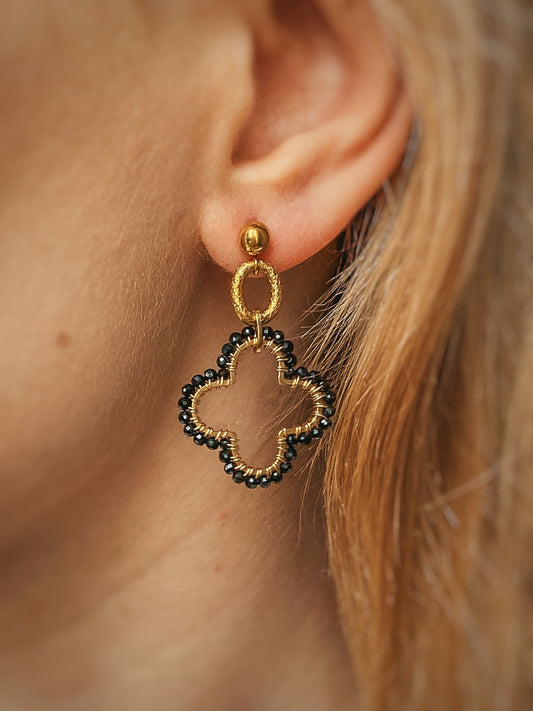 princess leia • kolczyki koniczyny z czarnego turmalinu