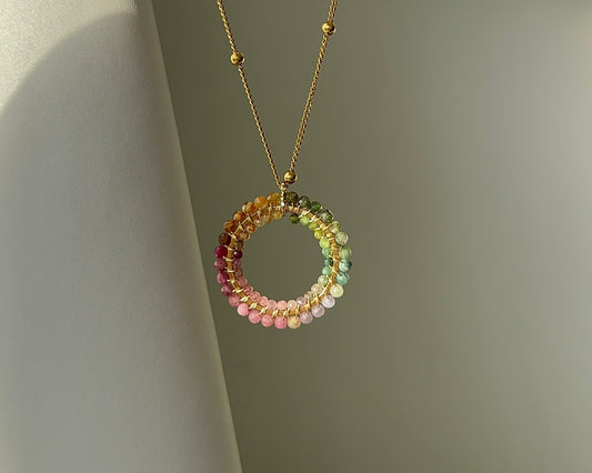 tęczówka 25 mm • kolorowy naszyjnik z turmalinu