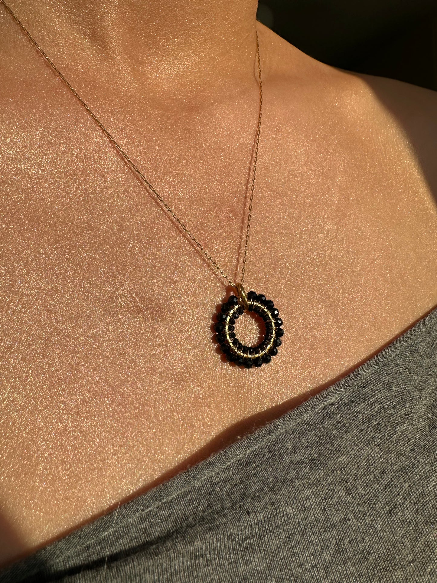 pleciony naszyjnik z czarnego turmalinu