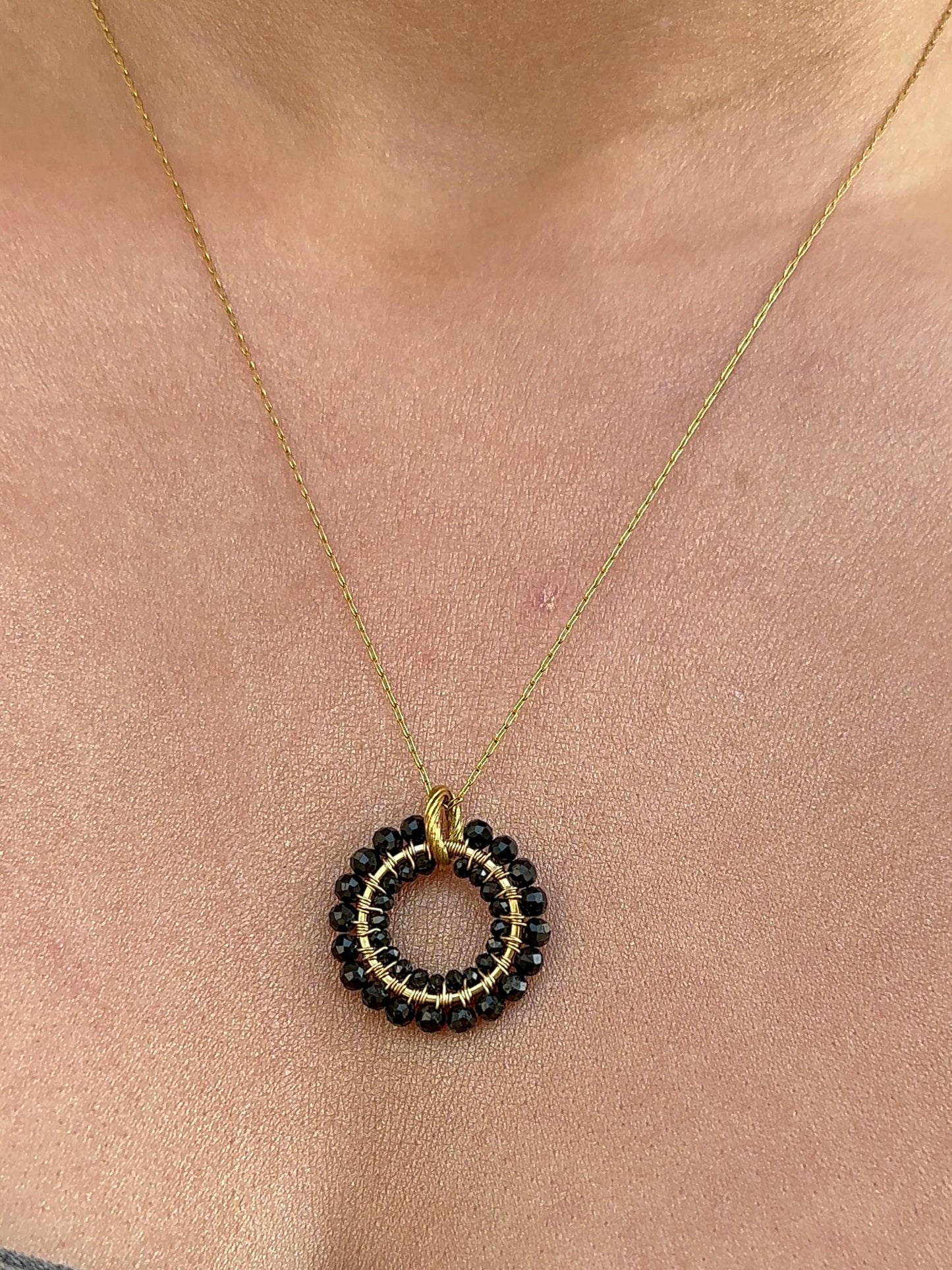 pleciony naszyjnik z czarnego turmalinu