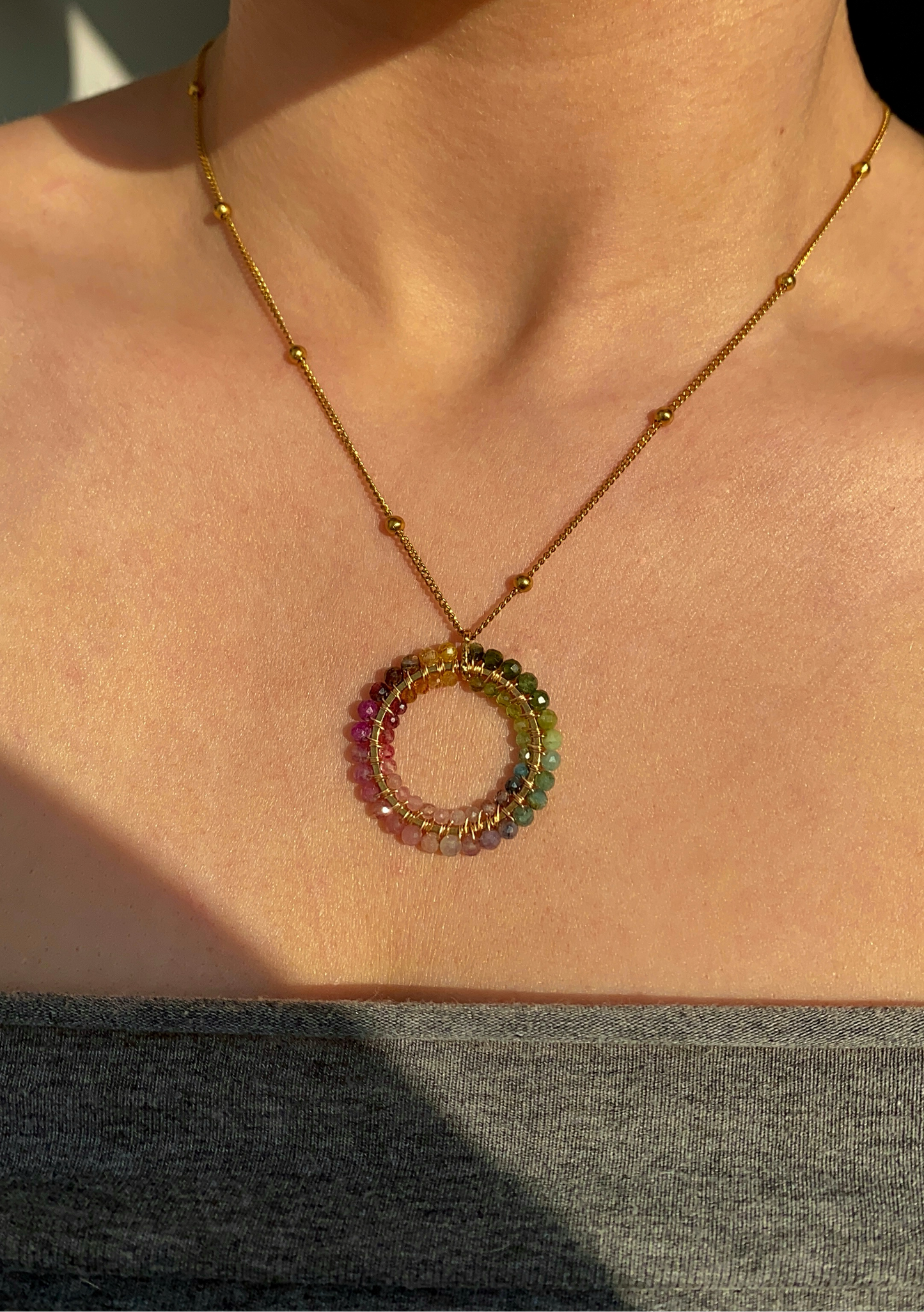 tęczówka 25 mm • kolorowy naszyjnik z turmalinu