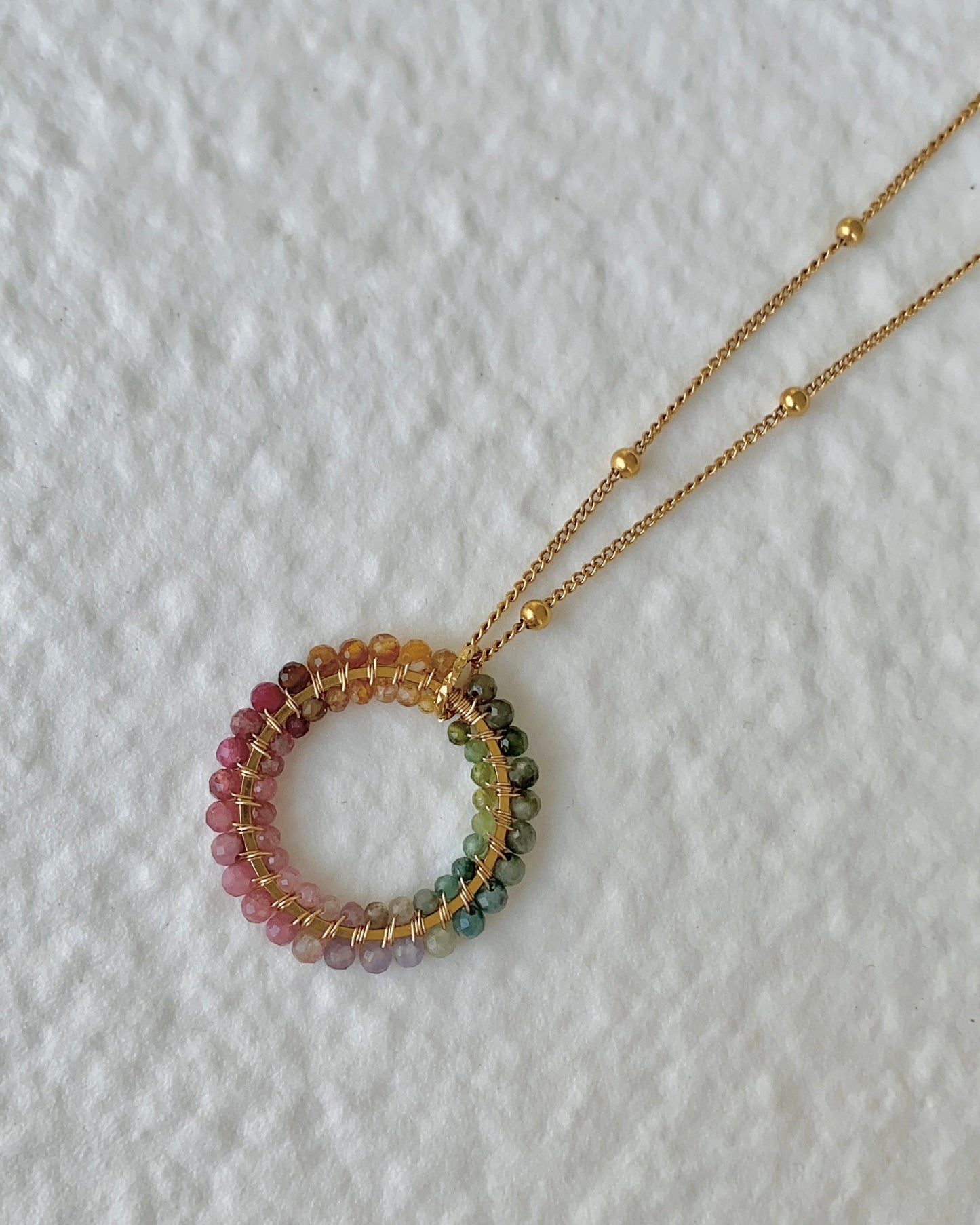 tęczówka 25 mm • kolorowy naszyjnik z turmalinu