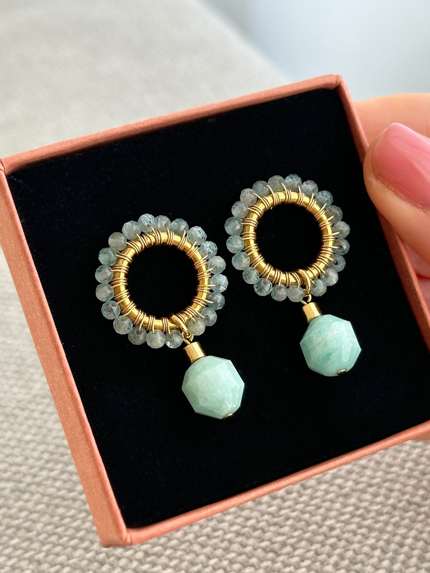 princess louise • plecione kolczyki z amazonitu