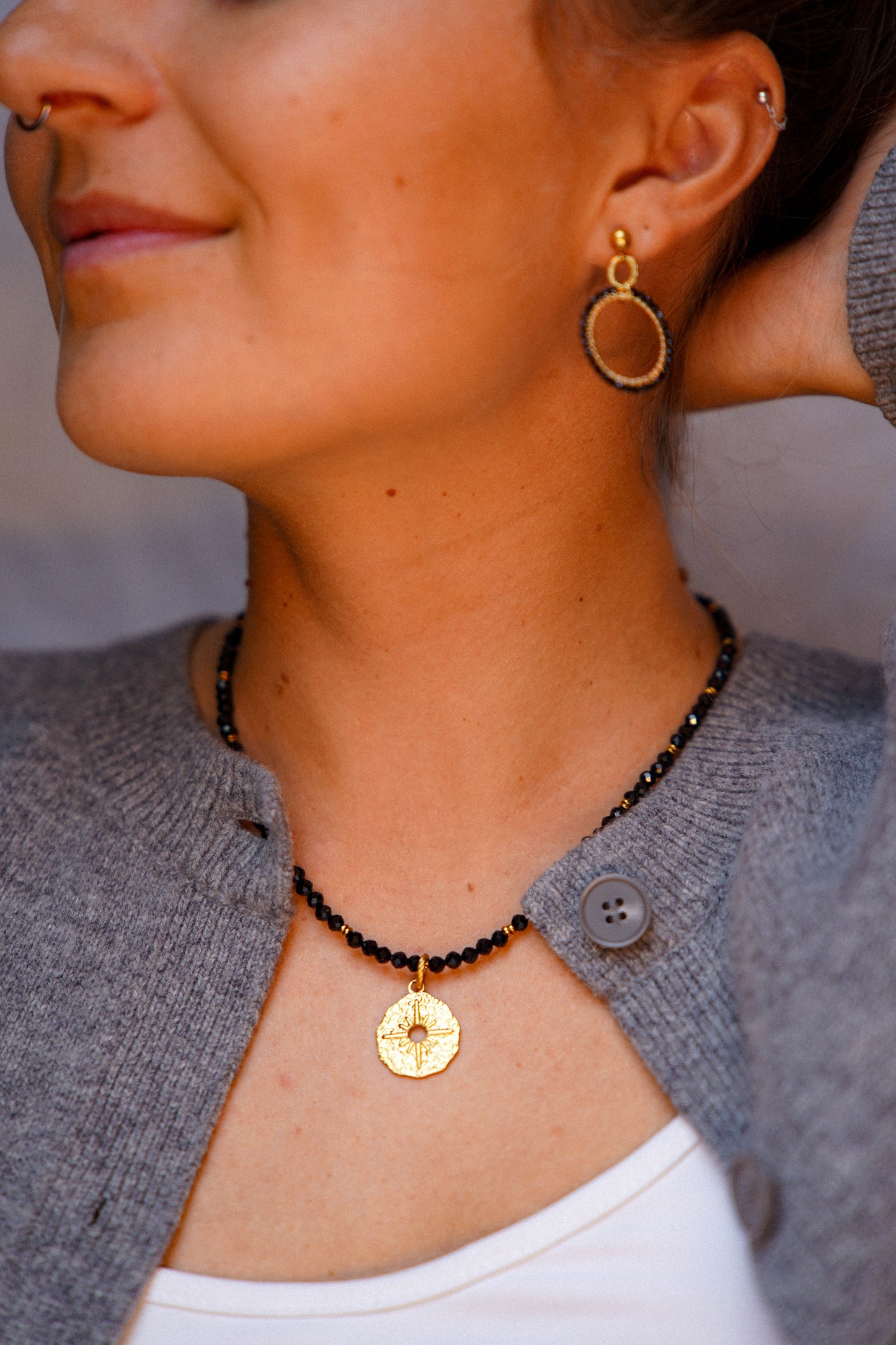 kolczyki GEORGIA z czarnego turmalinu