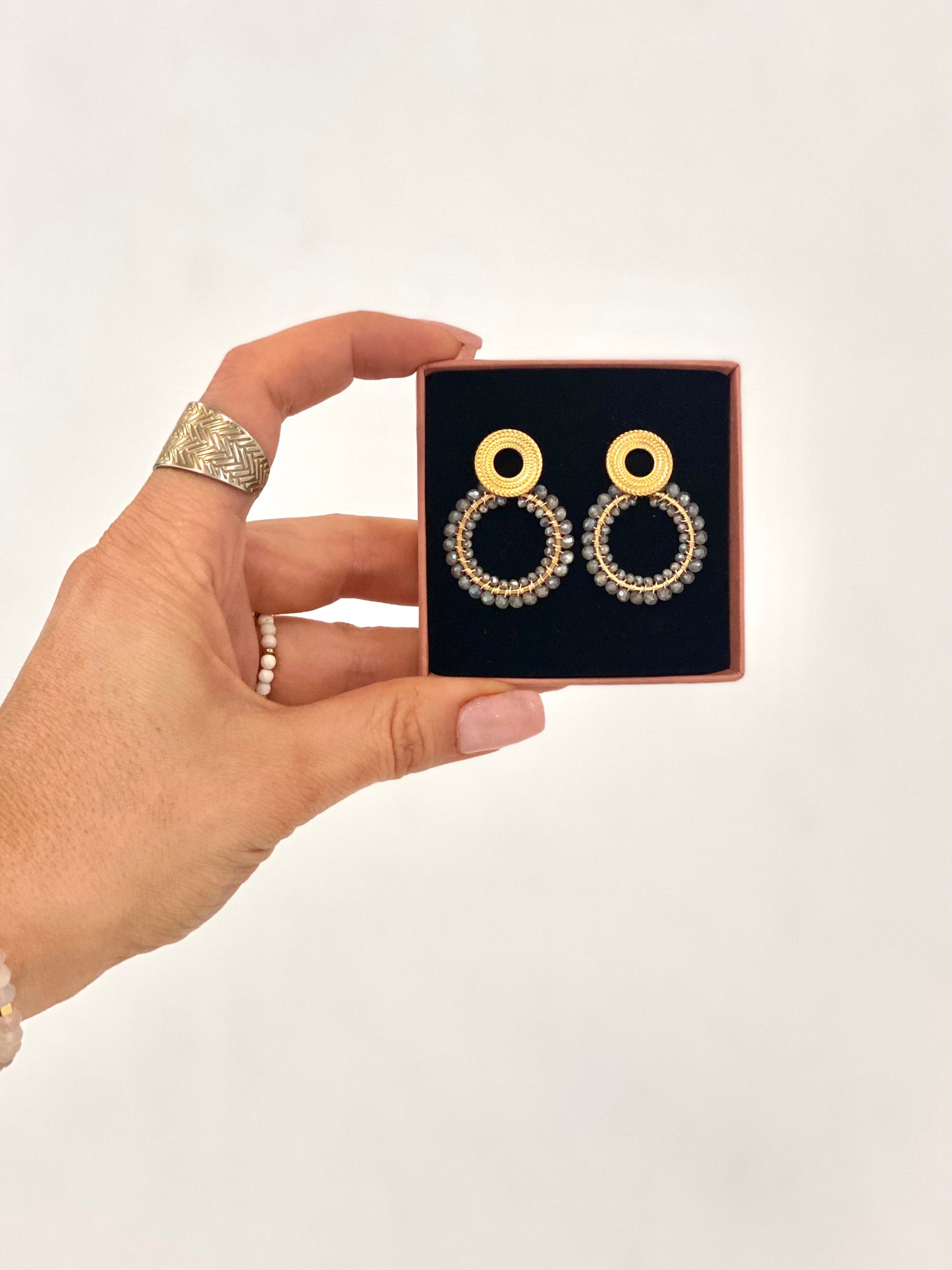 queen elisabeth • plecione kolczyki z labradorytu