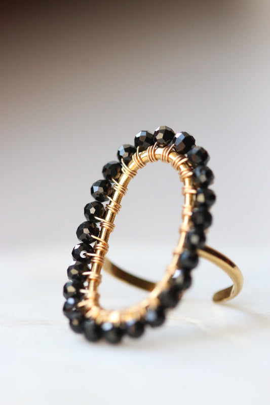 pierścionek IDA z czarnego turmalinu