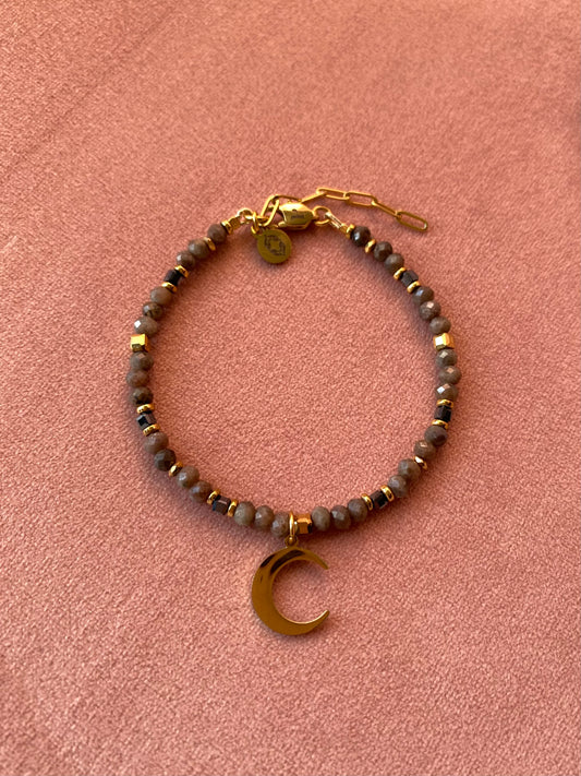 bransoletka z afrykańskiego labradorytu z półksiężycem