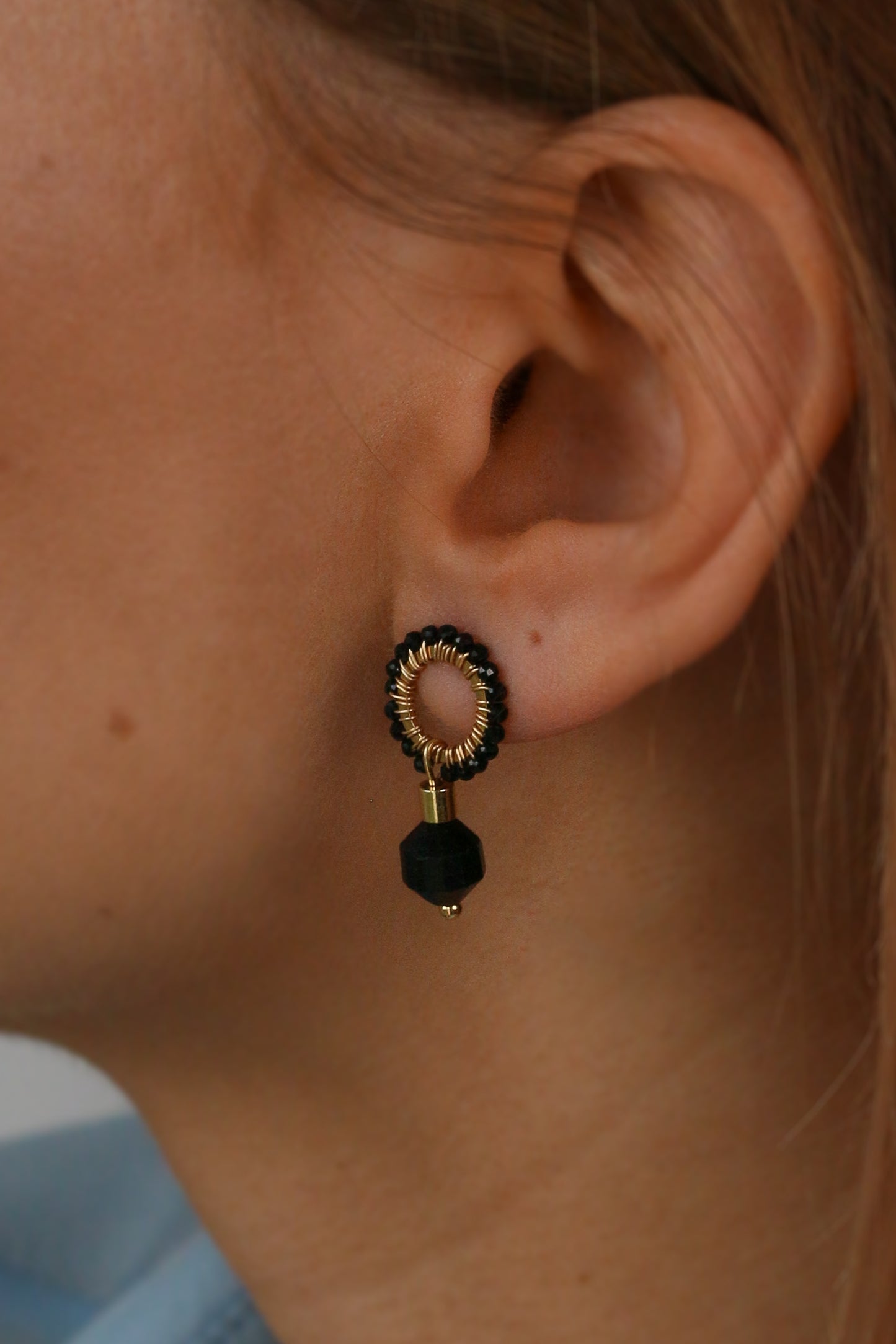 princess carolina II • plecione kolczyki z czarnego turmalinu