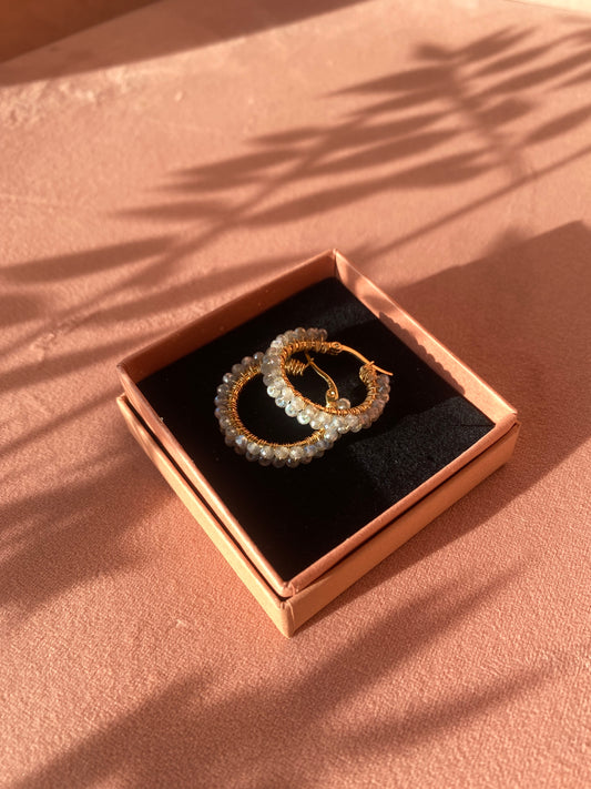 hoop princess • kolczyki z dużego labradorytu