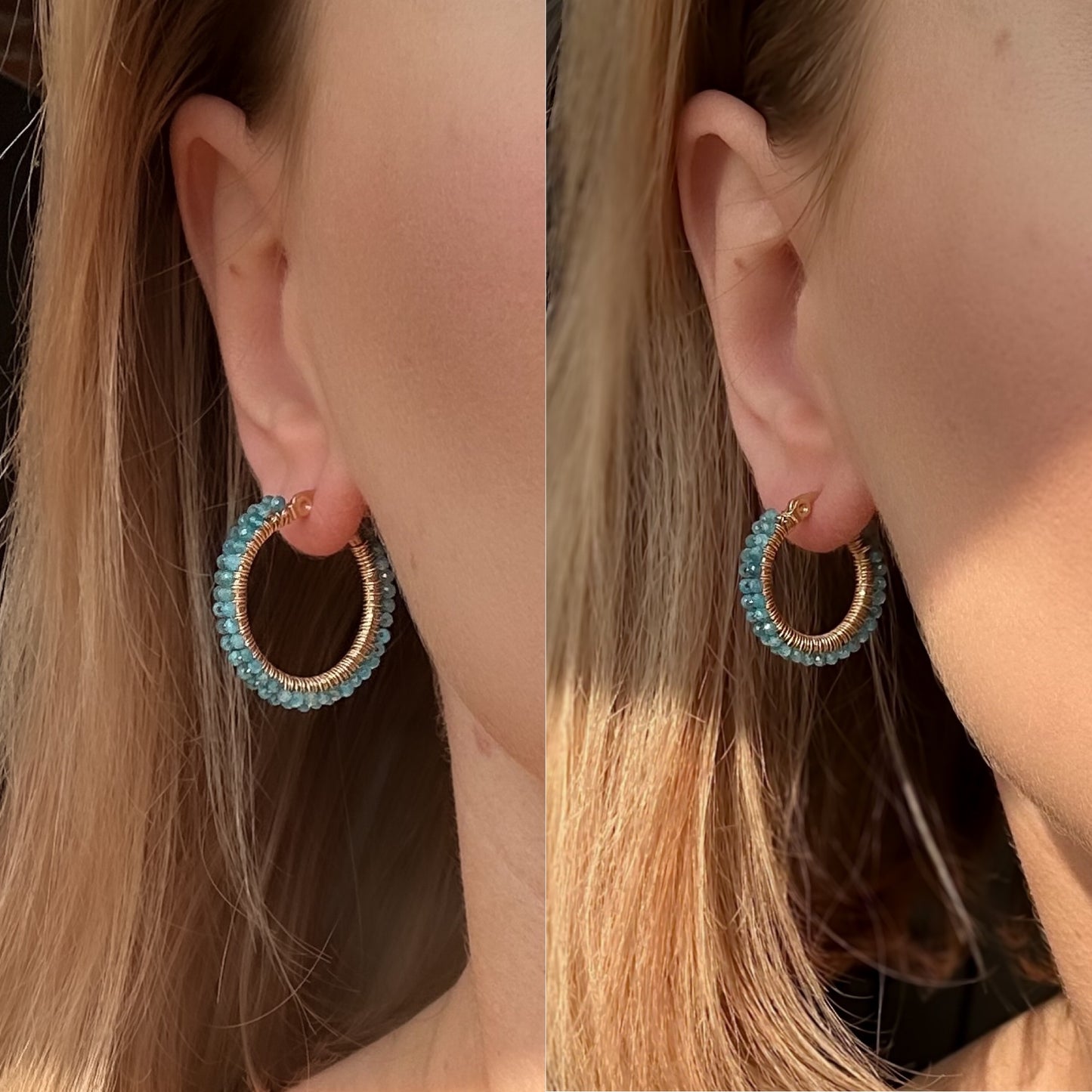 hoop princess agnes • plecione kolczyki-koła z apatytu