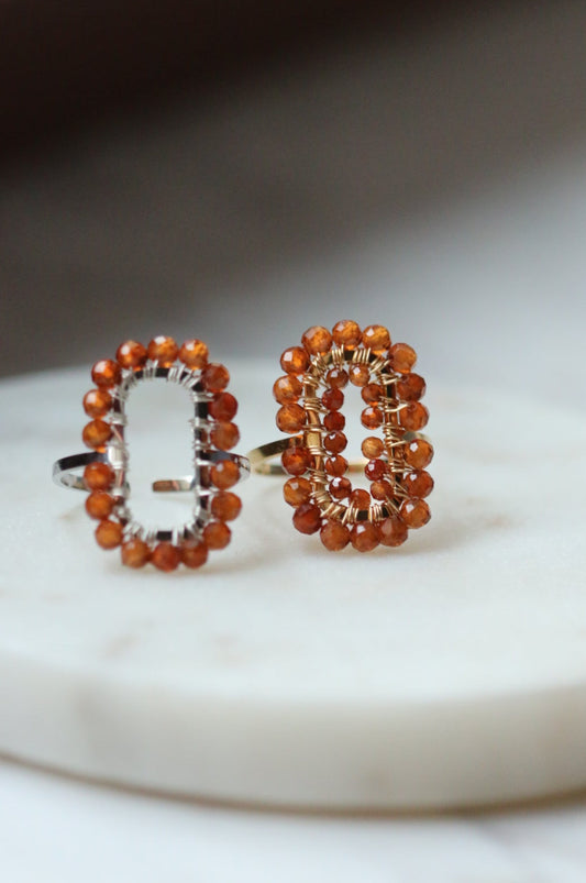 pierścionek SOPHIE maxi z spessartynu • złoty