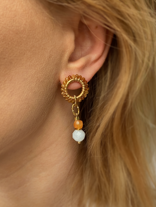 princess felicia • plecione kolczyki z turmalinu, karneolu i akwamarynu