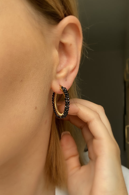 hoop princess jo • kolczyki z czarnego turmalinu