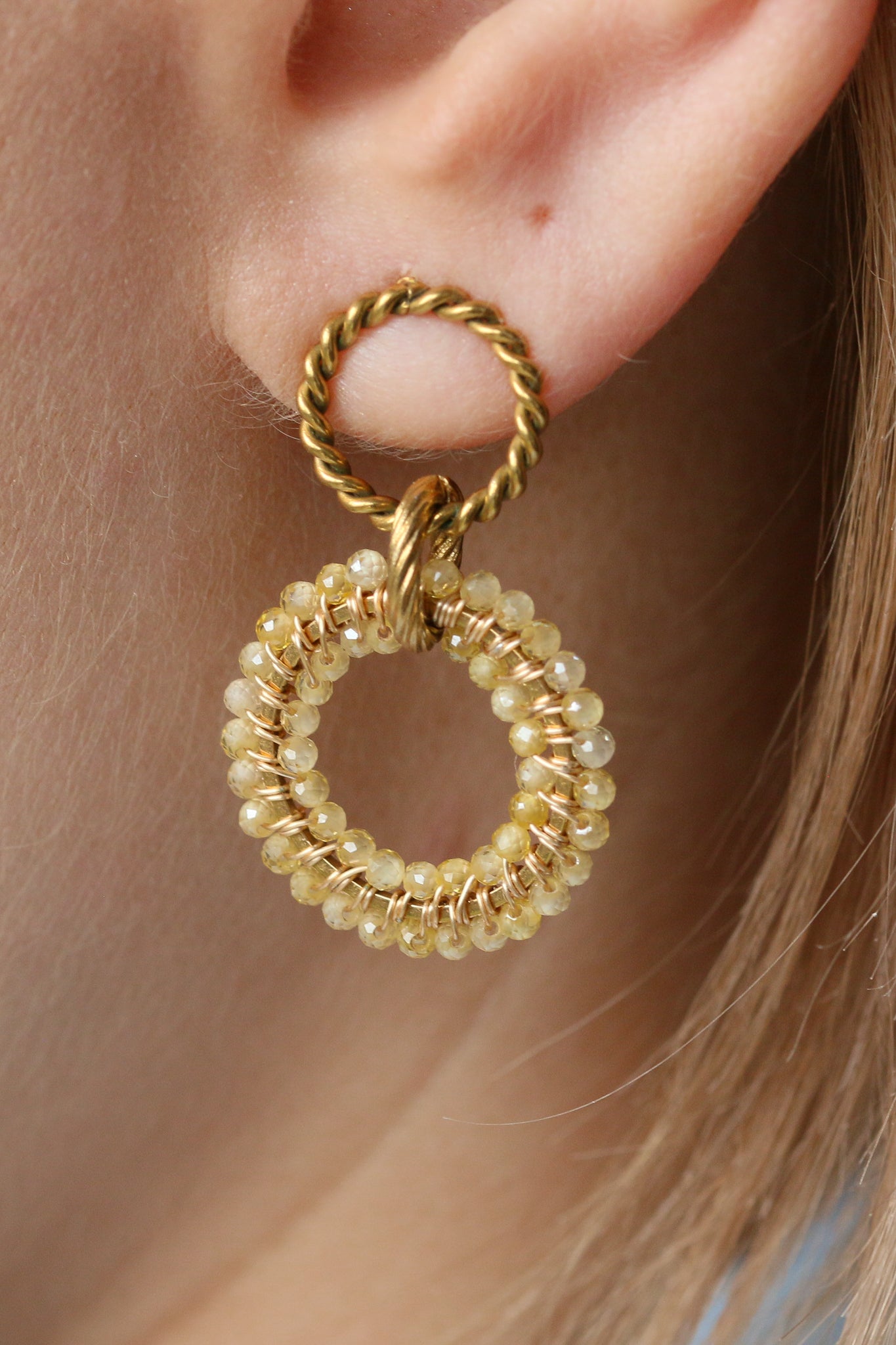 princess isolde • plecione kolczyki z żółtej cyrkonii