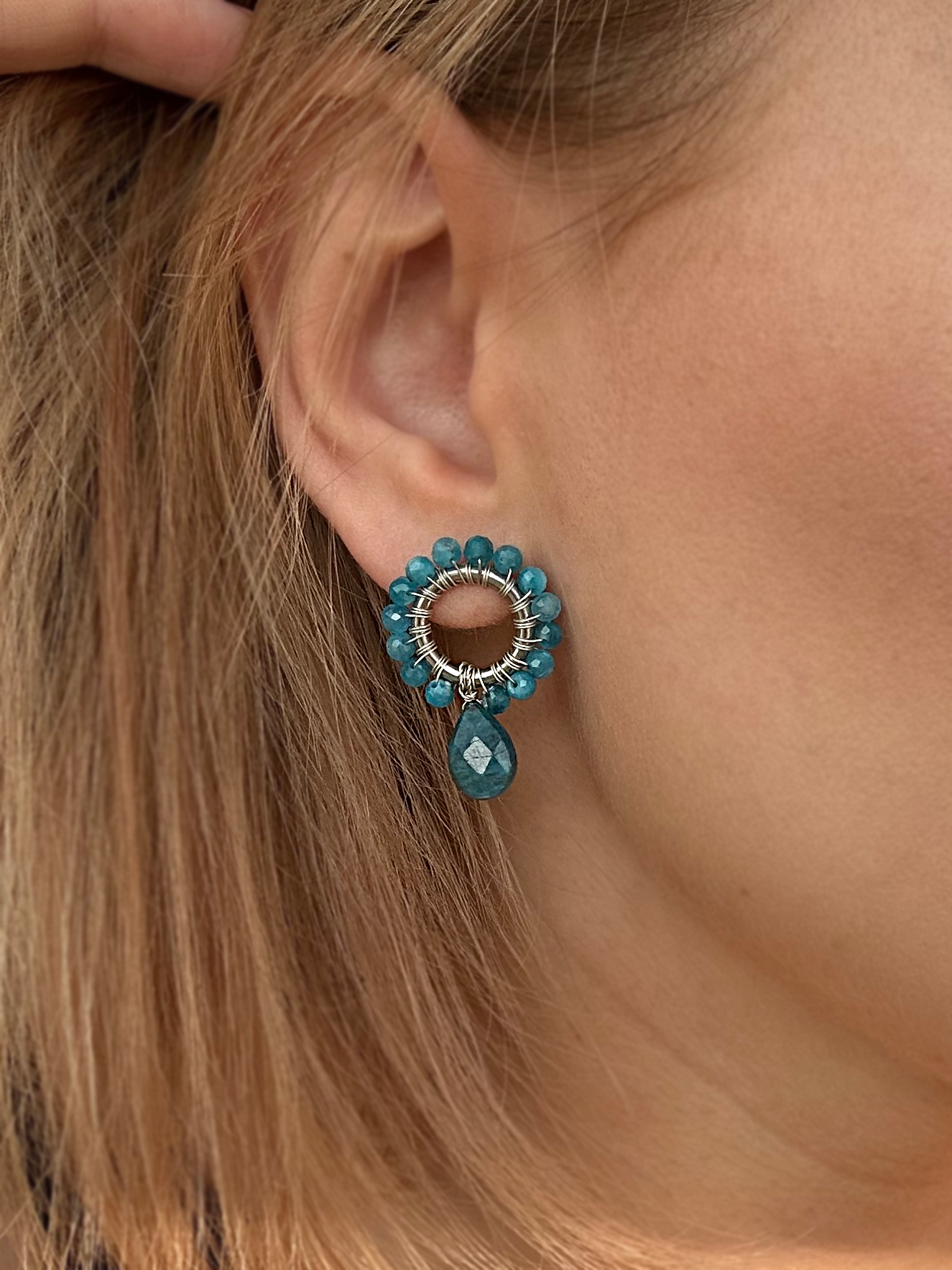 plecione kolczyki z apatytu • silver