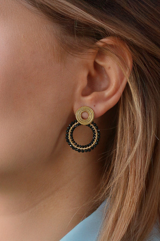 queen elisabeth • plecione kolczyki z czarnego turmalinu