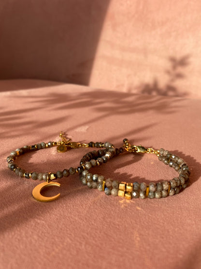 bransoletka z afrykańskiego labradorytu z półksiężycem