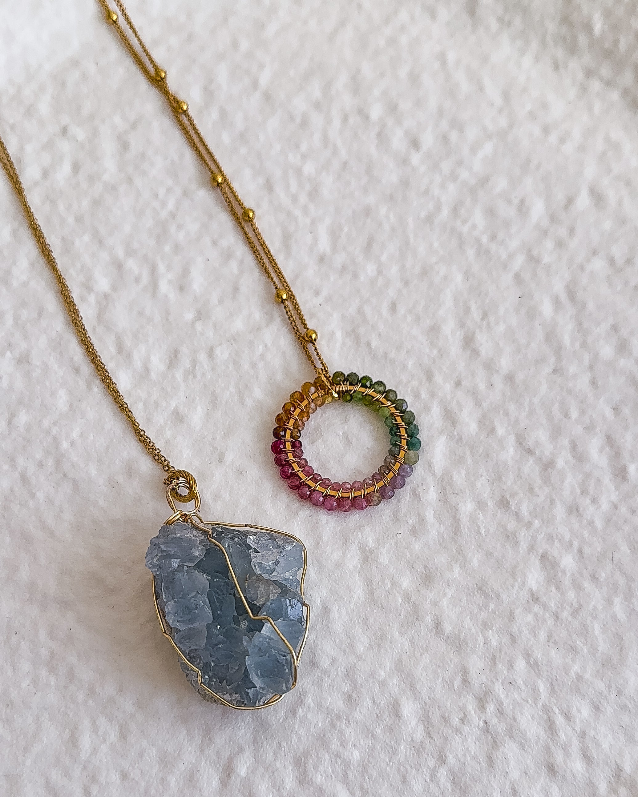 tęczówka 25 mm • kolorowy naszyjnik z turmalinu 