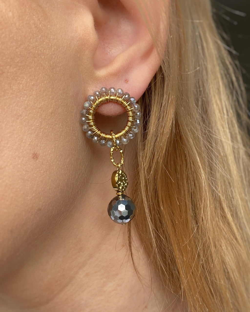 Kolczyki Princess SILVER z labradorytu i teraherzu