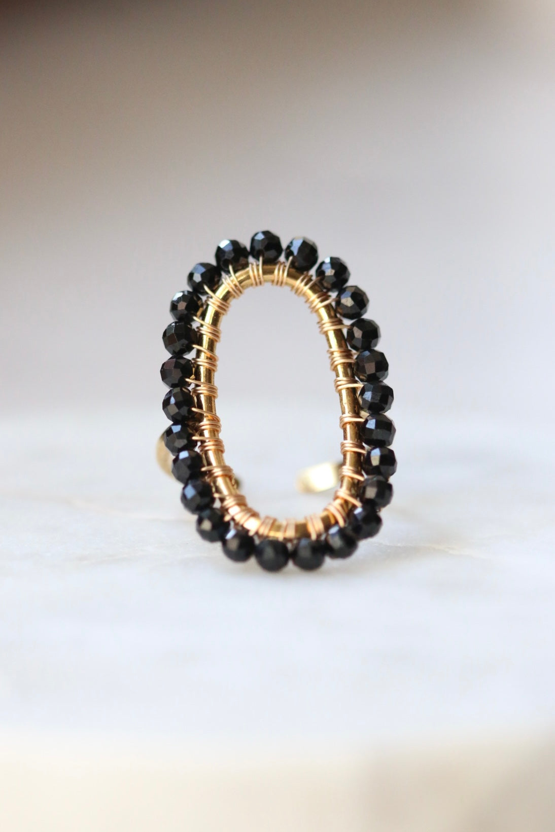 Pierścionek IDA z czarnego turmalinu