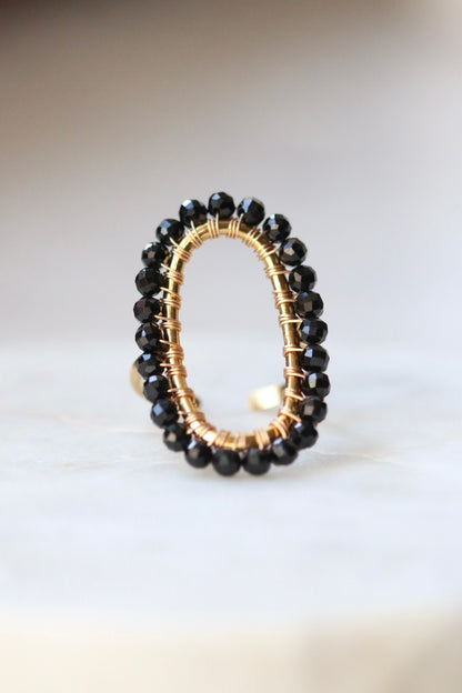 pierścionek IDA z czarnego turmalinu