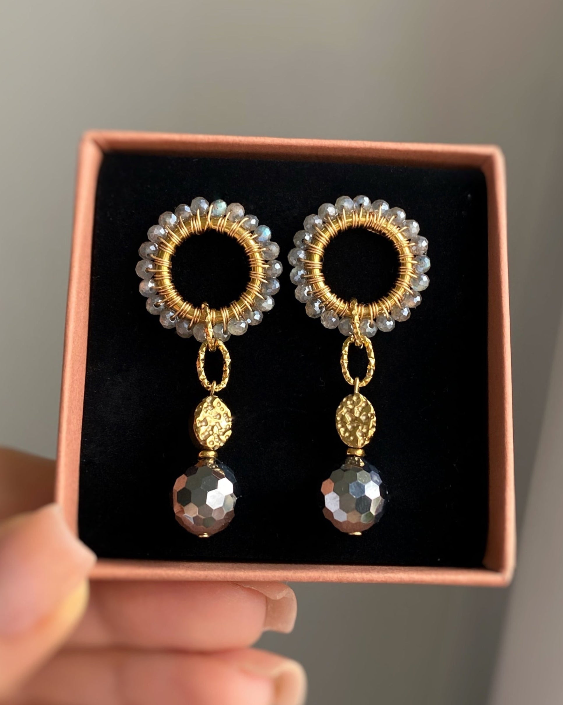 Kolczyki Princess SILVER z labradorytu i teraherzu