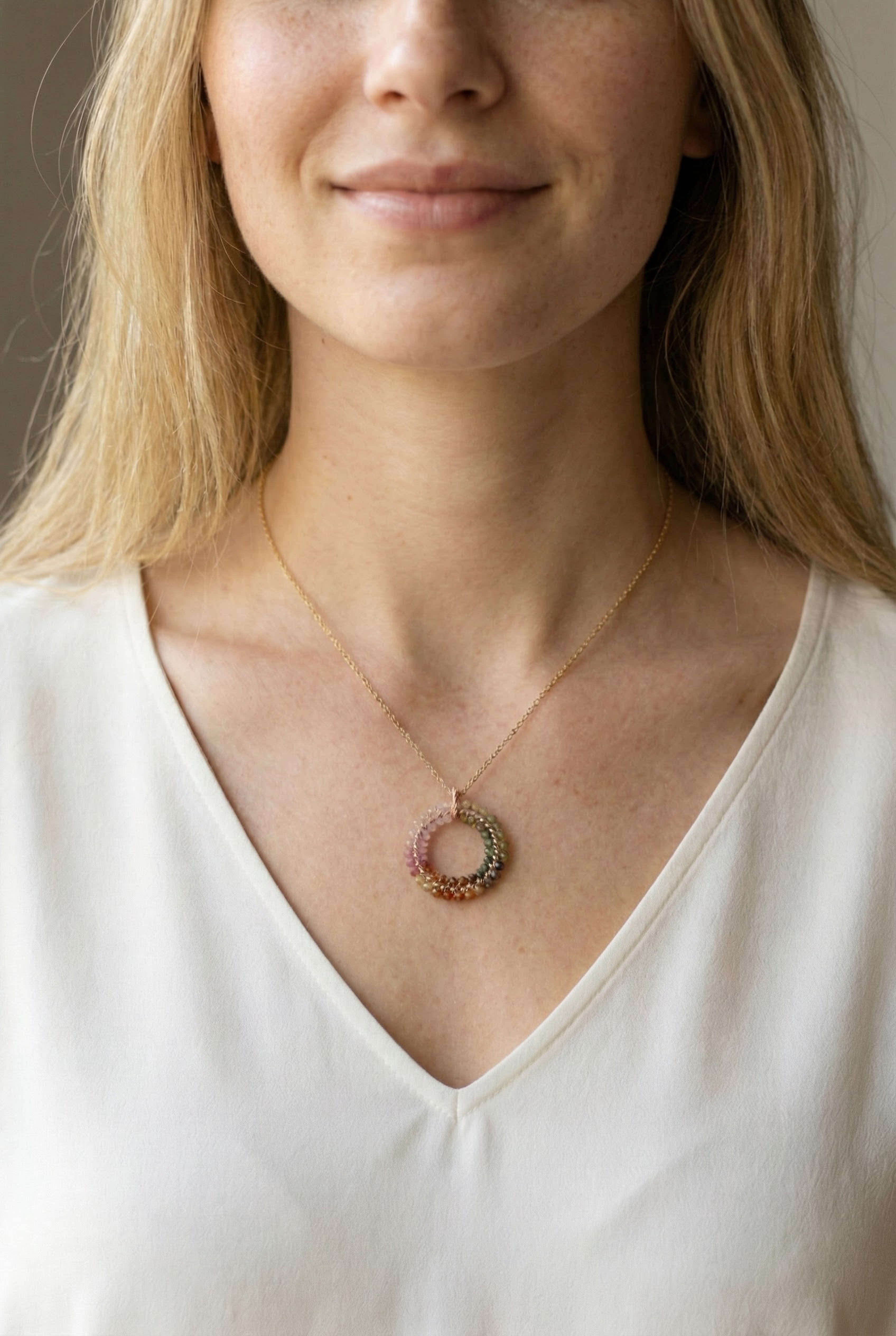 Naszyjnik TĘCZÓWKA 20.1 z turmalinu • złoty