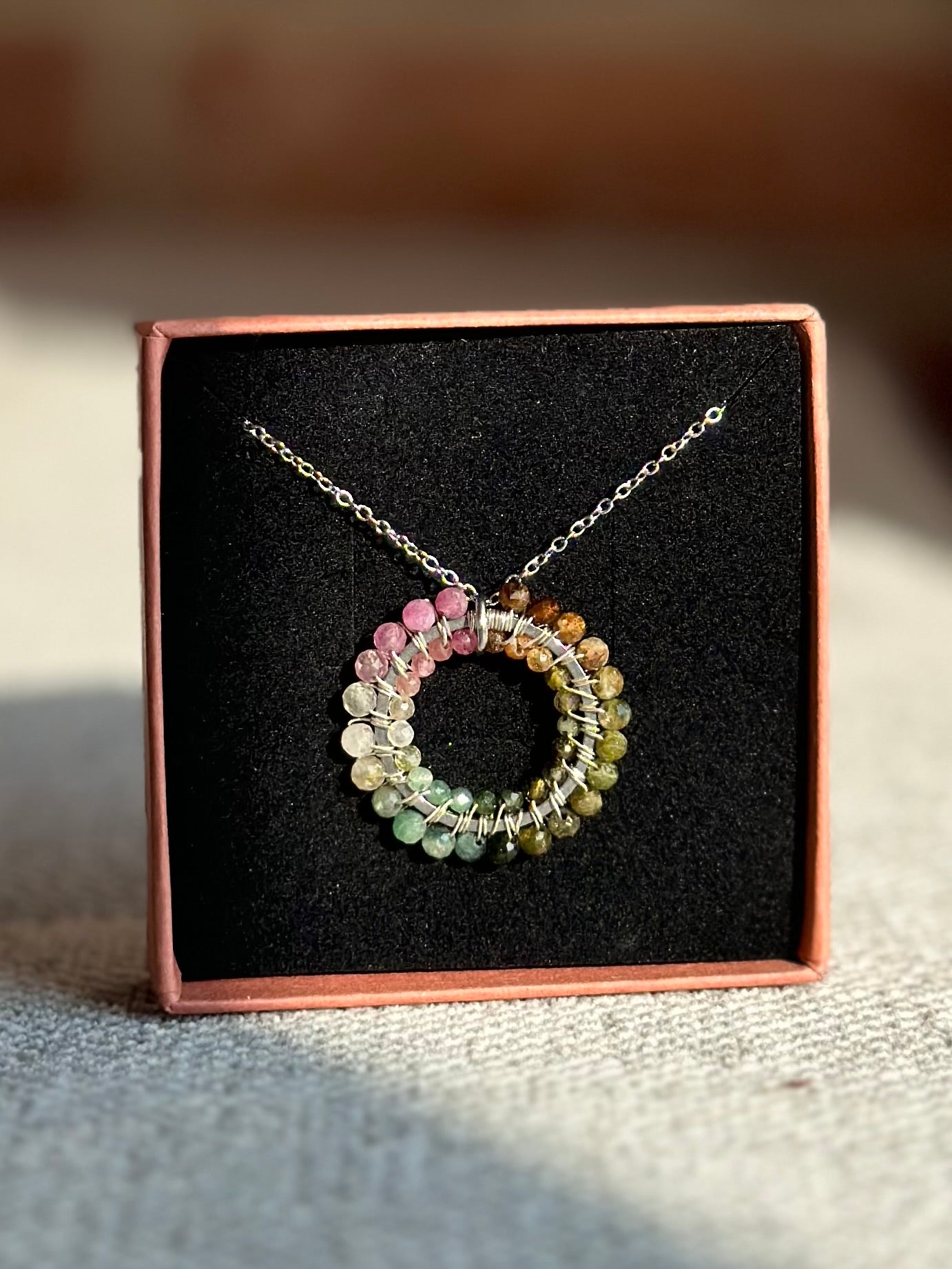 naszyjnik TĘCZÓWKA 20 z turmalinu • srebrny