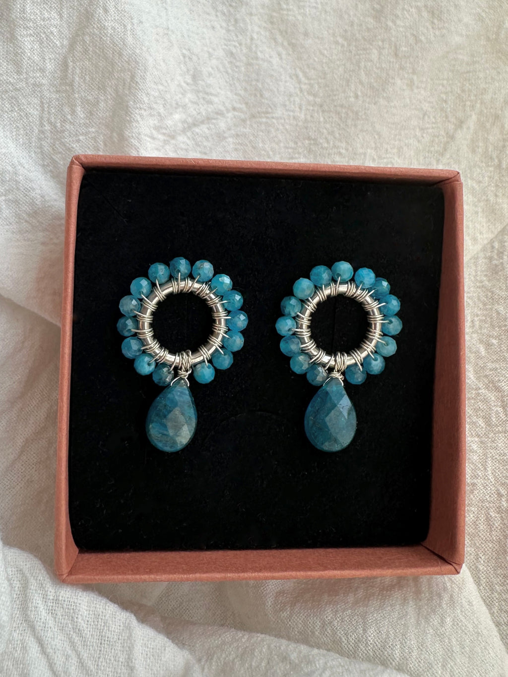 plecione kolczyki z apatytu • silver