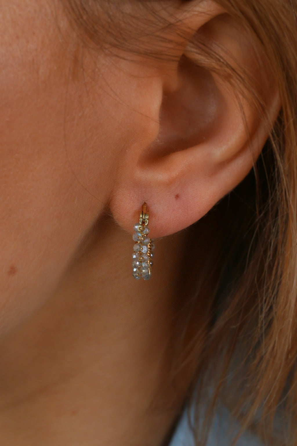 Kolczyki hoop Princess SILVIA mini z labradorytu