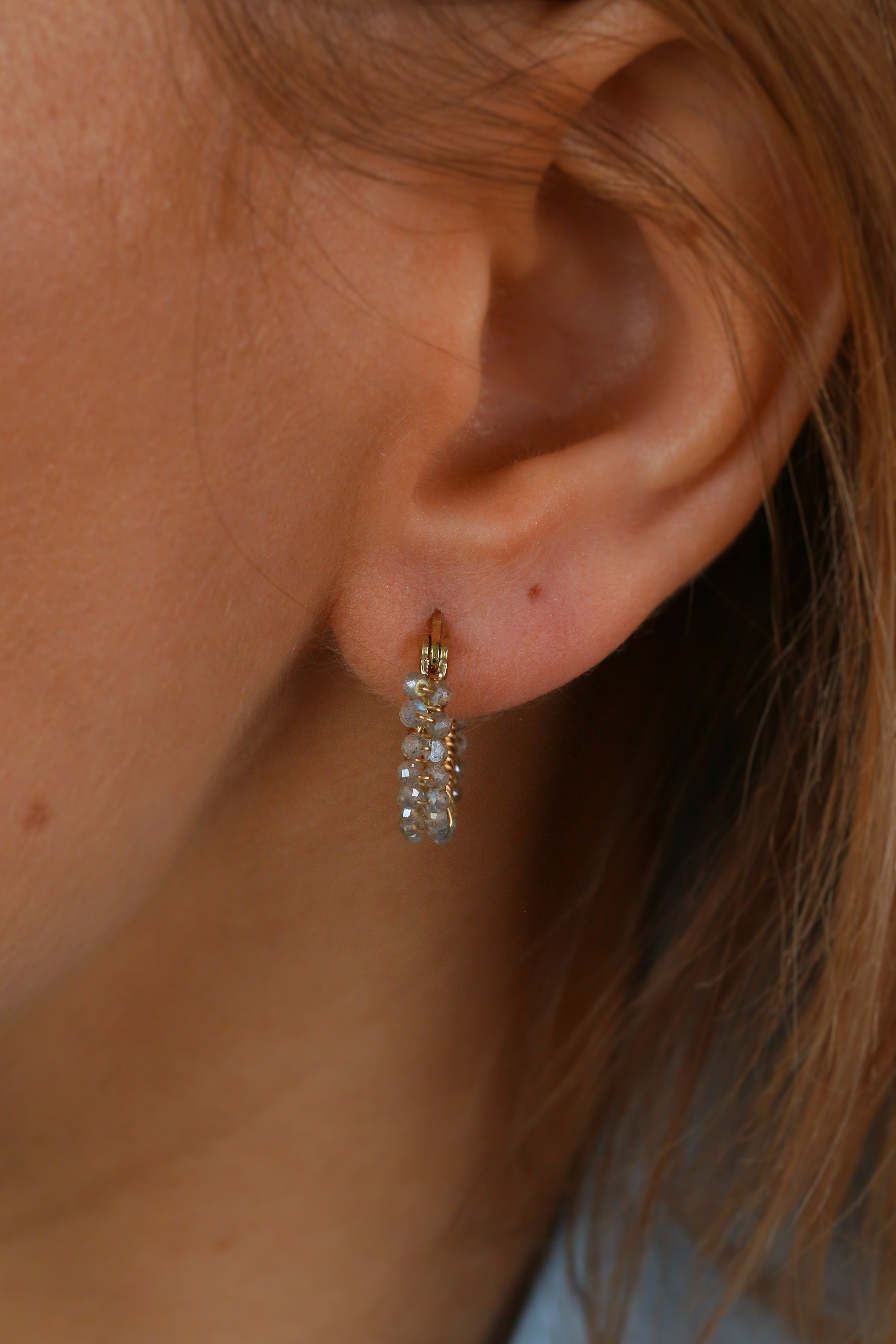 Kolczyki hoop Princess SILVIA mini z labradorytu