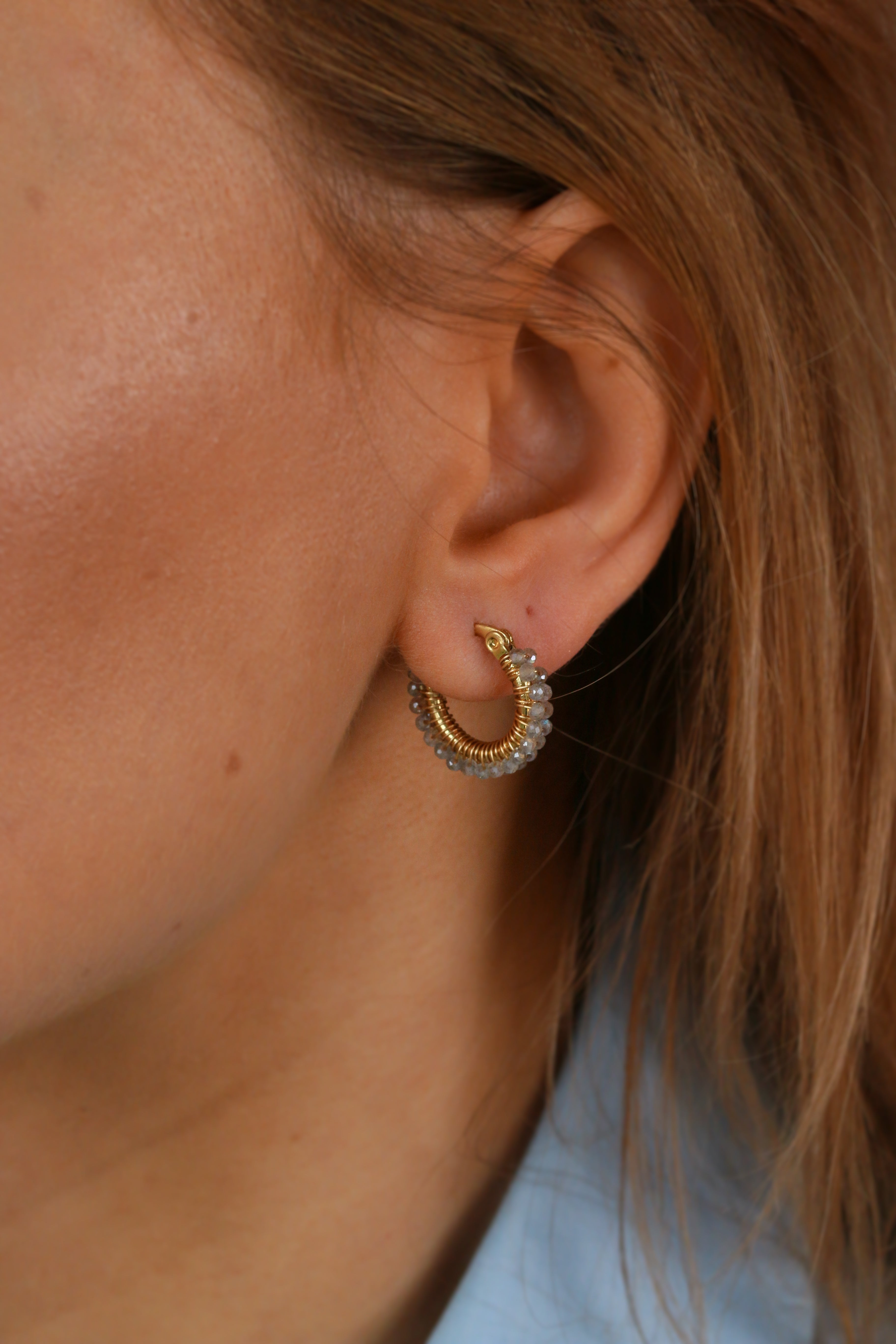 Kolczyki hoop Princess SILVIA mini z labradorytu