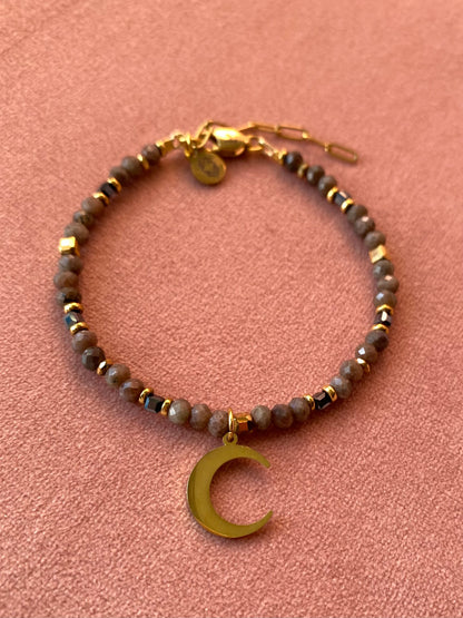 bransoletka z afrykańskiego labradorytu z półksiężycem