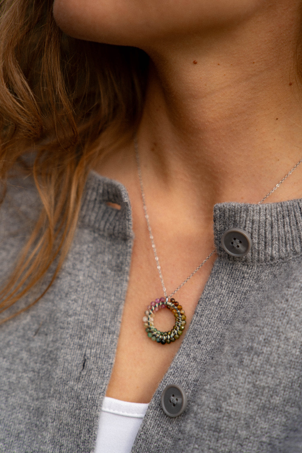 naszyjnik TĘCZÓWKA 20 z turmalinu • srebrny