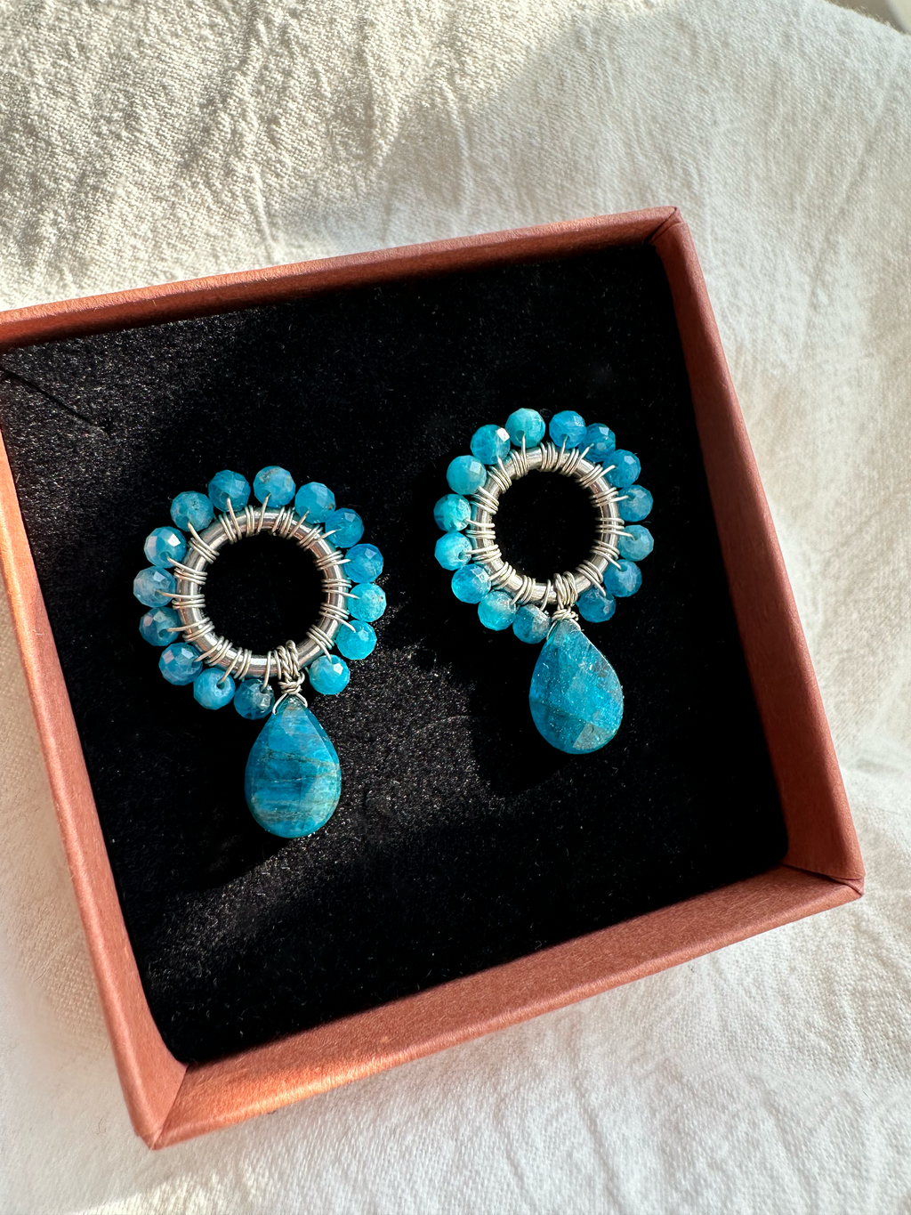 plecione kolczyki z apatytu • silver