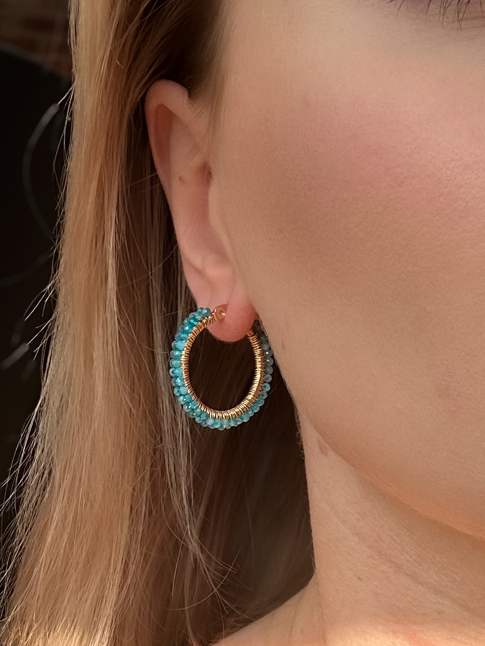hoop princess agnes • plecione kolczyki-koła z apatytu