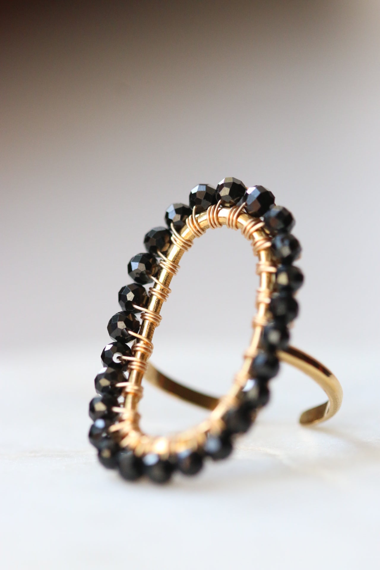 Pierścionek IDA z czarnego turmalinu