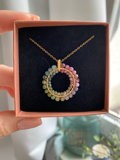 tęczówka 20 mm • kolorowy naszyjnik z turmalinu