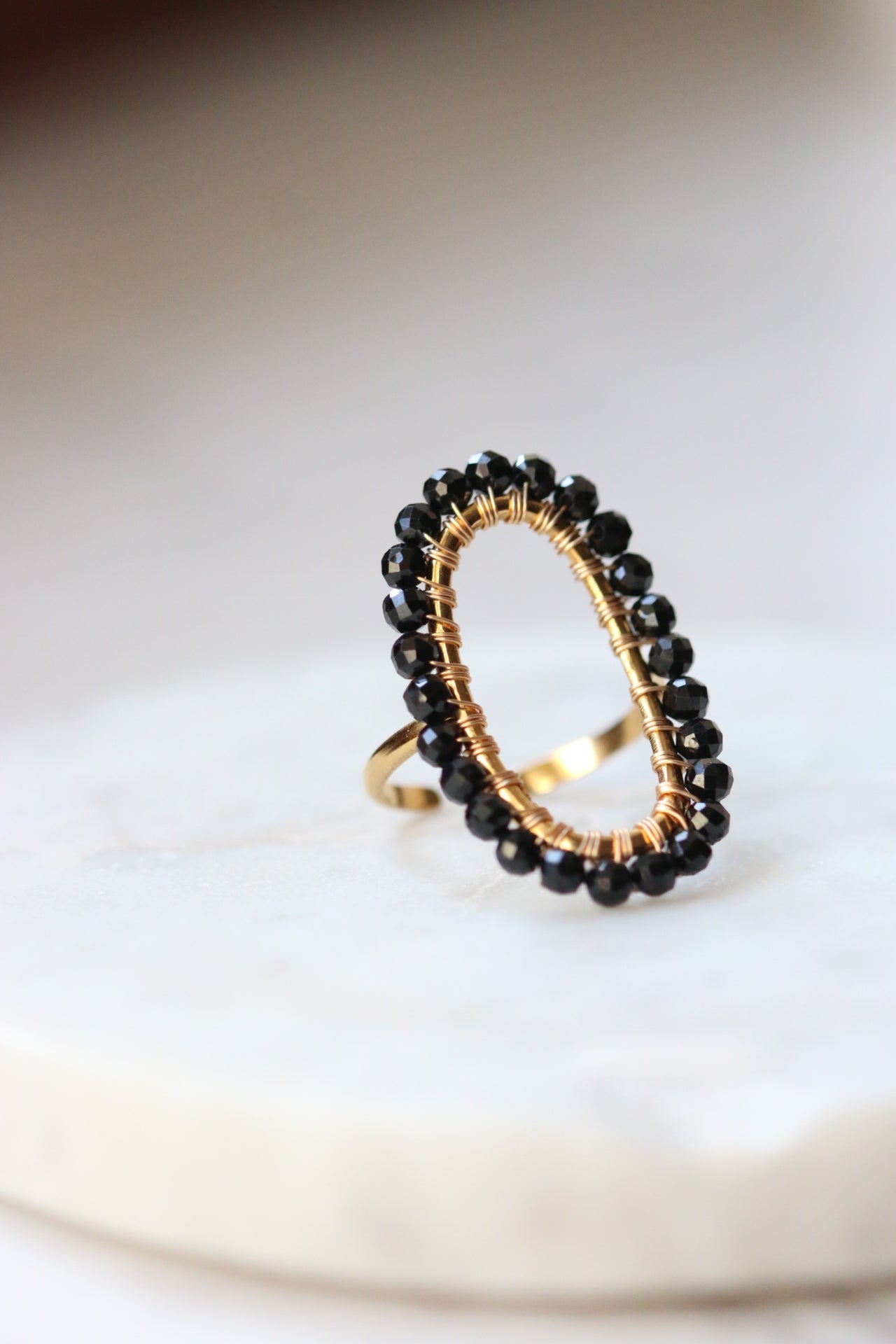 Pierścionek IDA z czarnego turmalinu