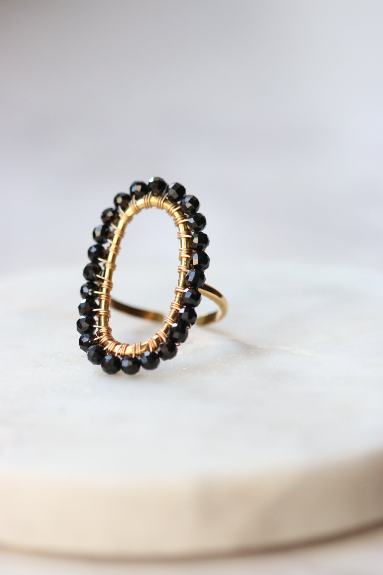 pierścionek IDA z czarnego turmalinu