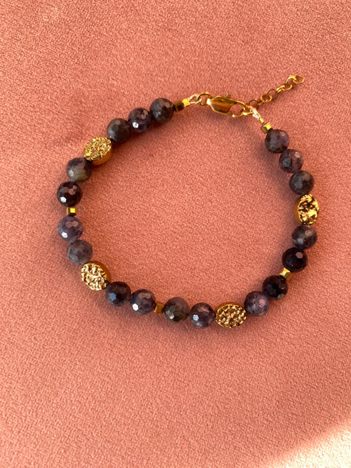 Bransoletka RUMI z iolitu i hematytu