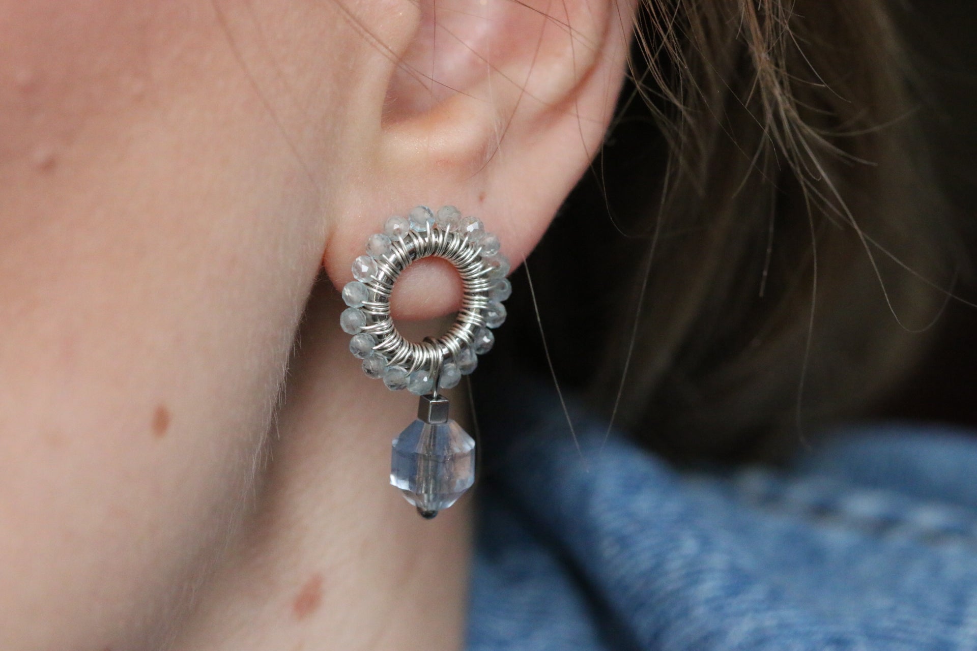 princess CAROLINA • plecione kolczyki z błękitnego topazu