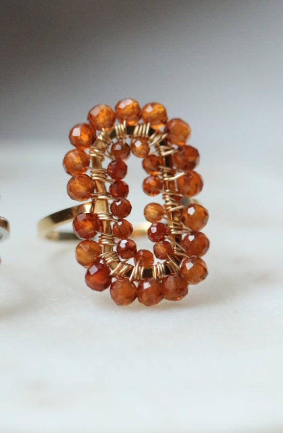 Pierścionek SOPHIE maxi z spessartynu • złoty