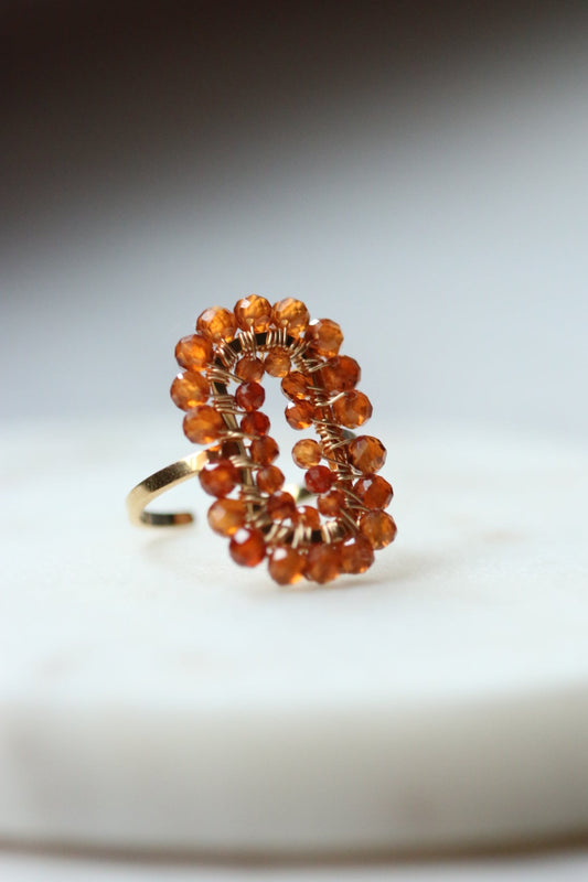 pierścionek SOPHIE maxi z spessartynu • złoty