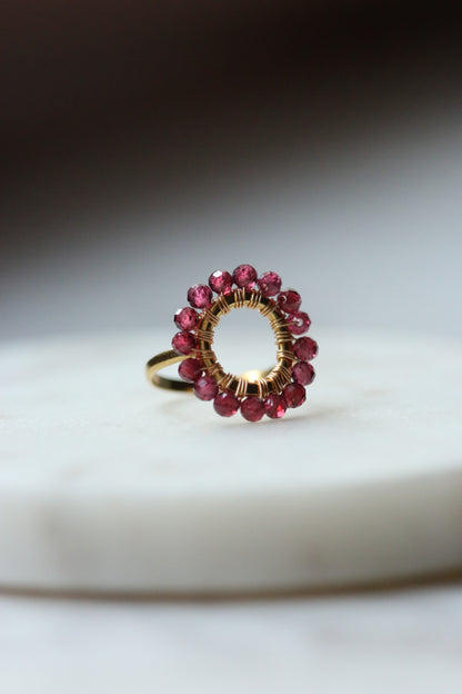 pierścionek MIRA z rodolitu • złoty