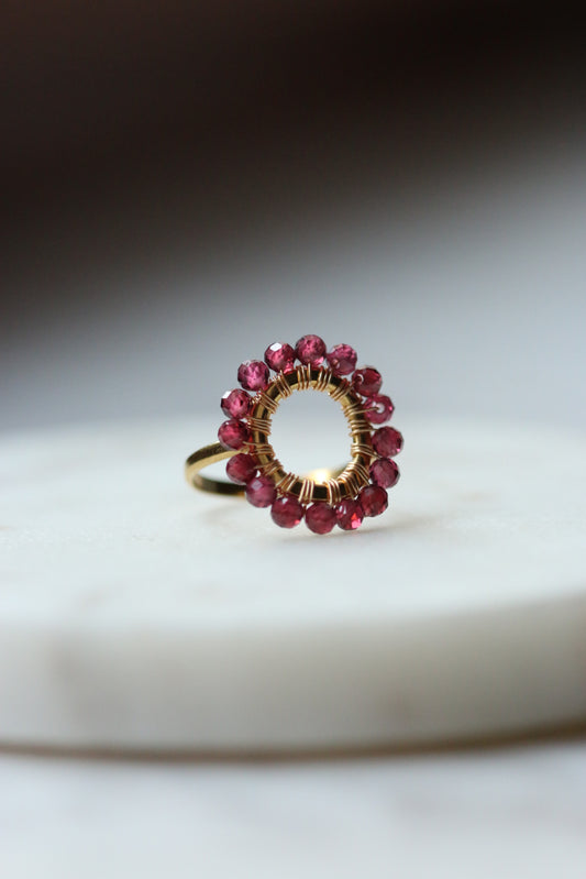 pierścionek MIRA z rodolitu • złoty