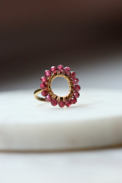 pierścionek MIRA z rodolitu • złoty