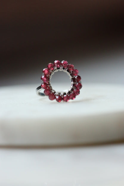 pierścionek MIRA z rodolitu • srebrny