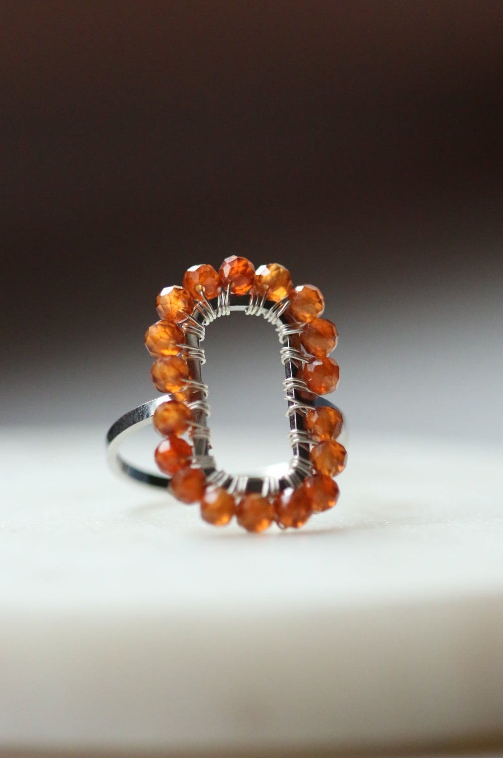 pierścionek SOPHIE z spessartynu • srebrny