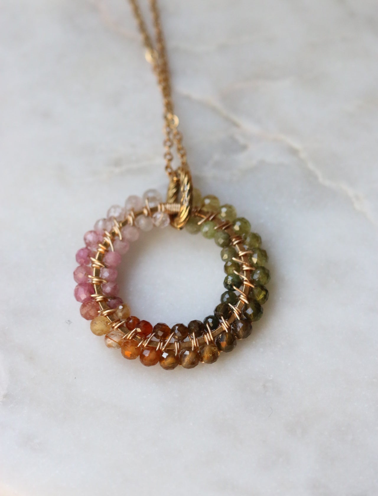 Naszyjnik TĘCZÓWKA 20.1 z turmalinu • złoty